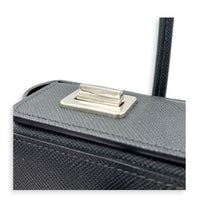 2 Way Turnlock Top Handle Bag Black in Saffiano Leather, Silver hardware