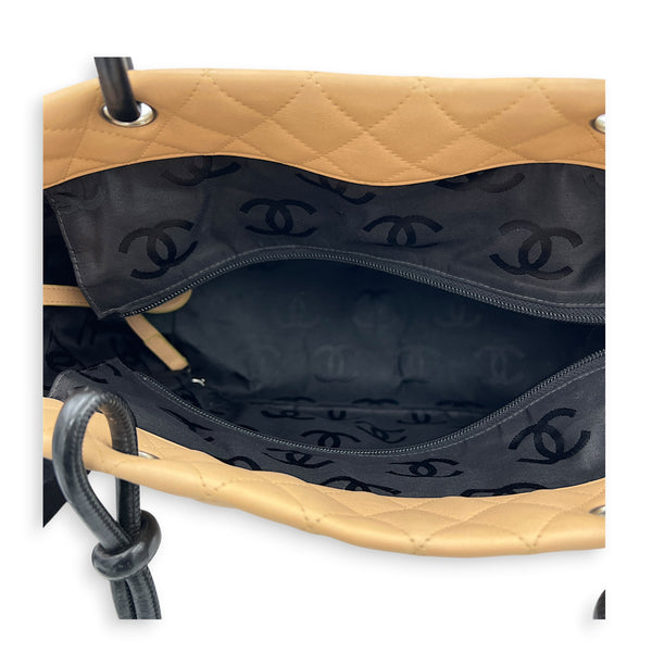 Cambon Tote Bag Beige in Calfskin, Silver hardware