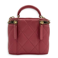 Mini Vanity Top Handle Pink Vanity Bag in Lambskin, Gold hardware