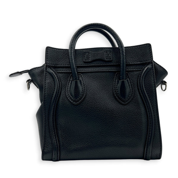 Luggage Top Handle Bag Nano  Black in Calfskin, Silver hardware