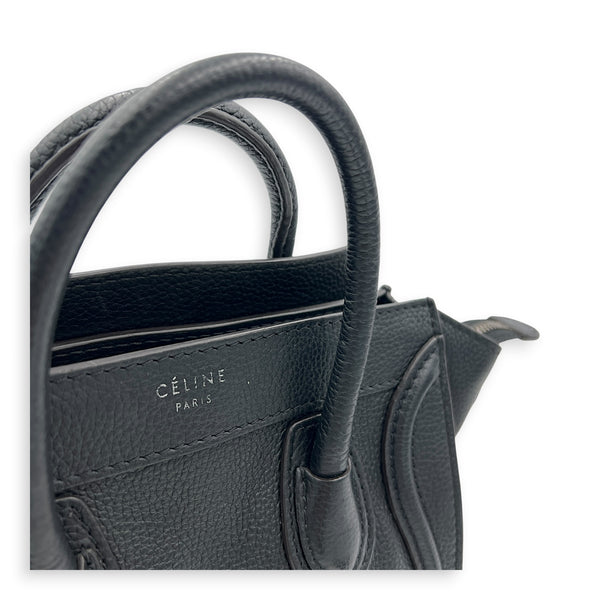 Luggage Top Handle Bag Nano  Black in Calfskin, Silver hardware