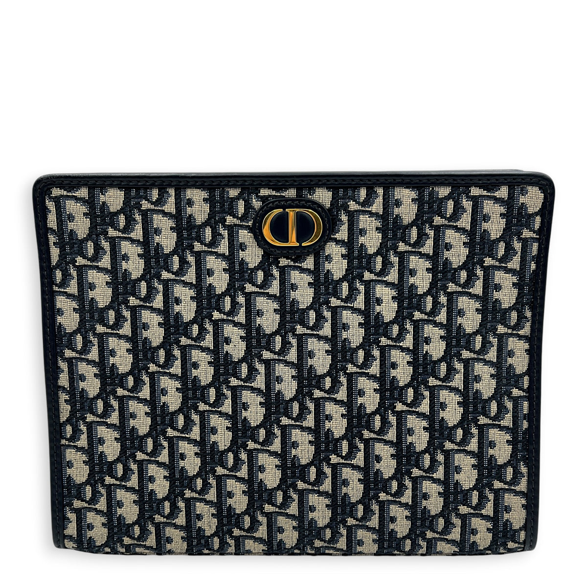 Oblique Blue Clutch in Jacquard, Gold hardware