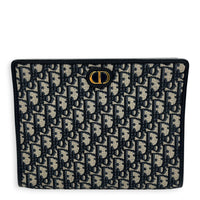 Oblique Blue Clutch in Jacquard, Gold hardware