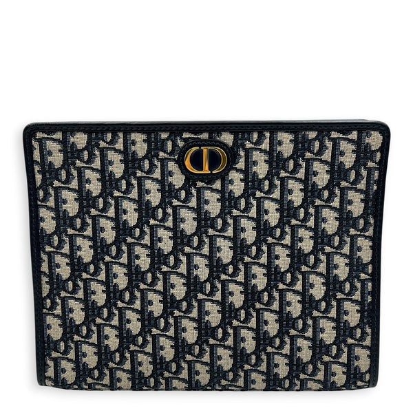 Oblique Blue Clutch in Jacquard, Gold hardware