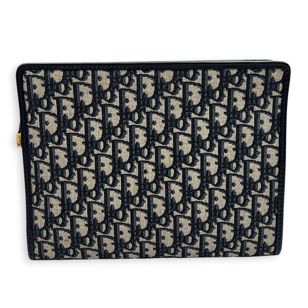 Oblique Blue Clutch in Jacquard, Gold hardware