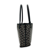 Anjou Tote Bag Mini Black in Coated Canvas, Silver hardware