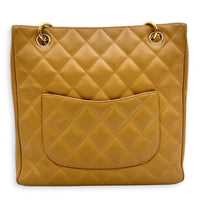PST Beige Tote Bag in Caviar Leather, Gold hardware