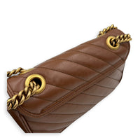 GG Marmont Shoulder Bag Brown in Calfskin, Gold hardware