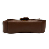 GG Marmont Shoulder Bag Brown in Calfskin, Gold hardware