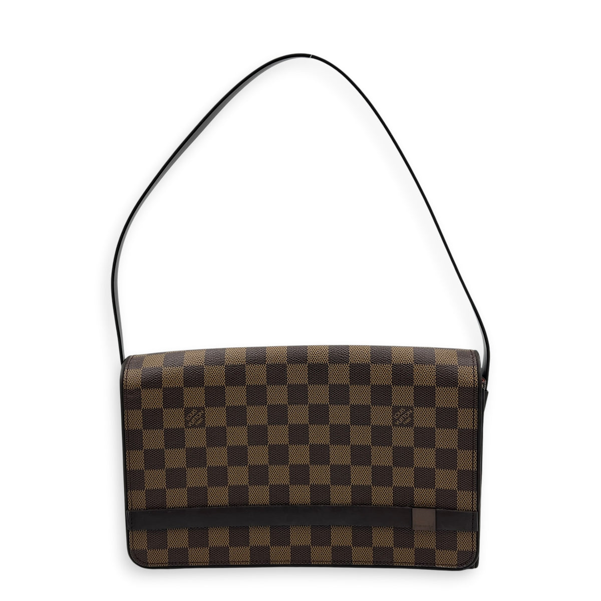 Tribeca Shoulder Bag Brown in Monogram Coated Canvas, Gold hardware