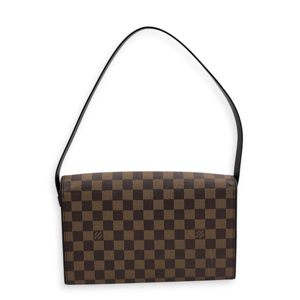 Tribeca Shoulder Bag Brown in Monogram Coated Canvas, Gold hardware