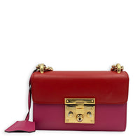 Padlock Small Red/Pink Shoulder Bag in Calfskin, Gold hardware