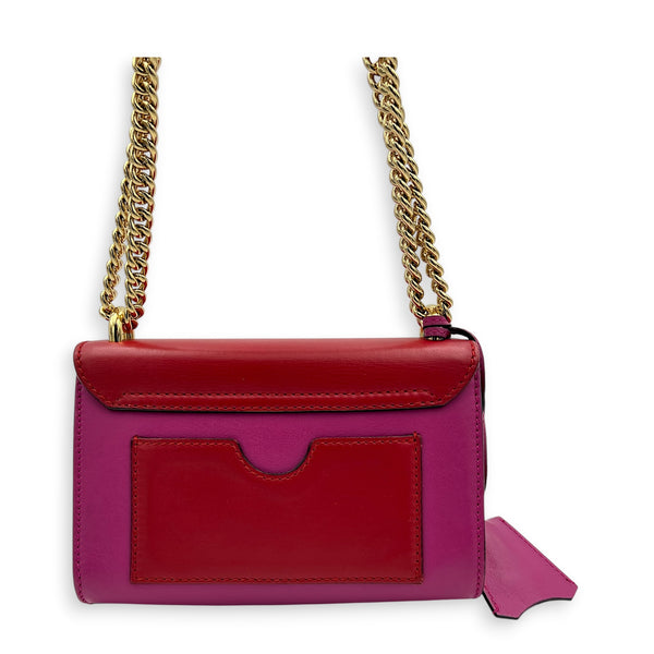 Padlock Small Red/Pink Shoulder Bag in Calfskin, Gold hardware