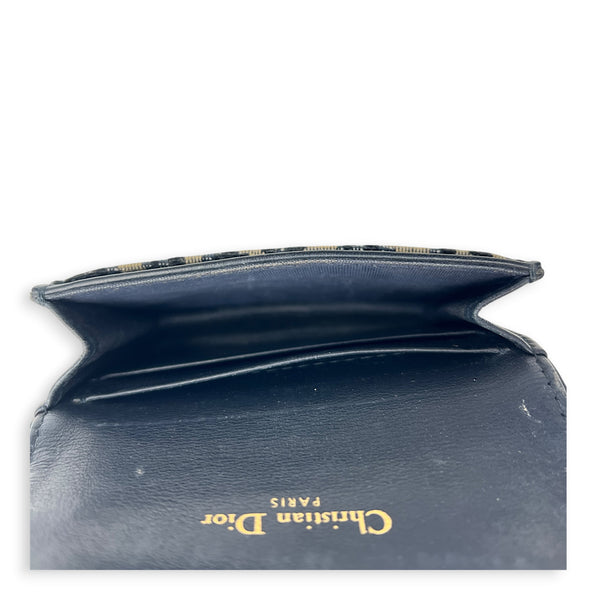 Saddle Card Holder Beige and Black Dior Oblique in Jacquard, Gold hardware