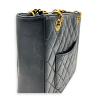 PST Black (recoloured) Tote Bag in Caviar Leather, Gold hardware