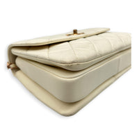 Trendy CC Small White Top Handle Bag in Lambskin, Rose Gold hardware
