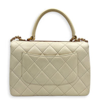 Trendy CC Small White Top Handle Bag in Lambskin, Rose Gold hardware