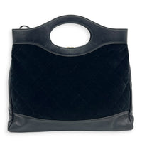 31 Large Black Tote Bag in Velvet, Gold hardware