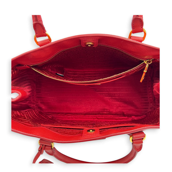 Galleria Top Handle Bag Red in Saffiano Leather, Gold hardware