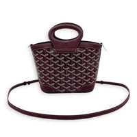 Beluga Mini Burgundy Top Handle Bag in Coated Canvas, Silver hardware