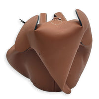 Elephant  Crossbody Bag Large Tan in Calfskin, Silver hardware
