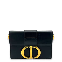 30 Montaigne Crossbody Bag Black in Calfskin, Gold hardware