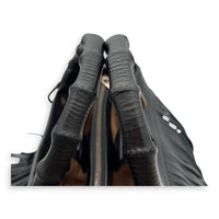 Bamboo Tassel Black Top Handle Bag in Calfskin, Gunmetal hardware