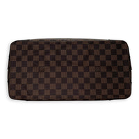 Hampstead MM Damier Ebene Top Handle Bag in Coated Canvas, Gold hardware