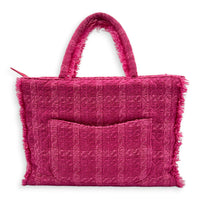 CC Zipper Tote Bag Pink in Tweed, Silver hardware