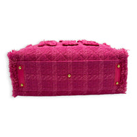 CC Zipper Tote Bag Pink in Tweed, Silver hardware