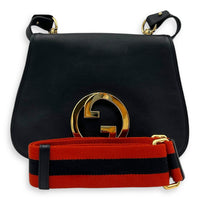 Blondie Black Shoulder Bag in Calfskin, Gold hardware