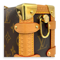 Side Trunk PM Gold Top Handle Bag in Monogram Coated Canvas, Gold hardware