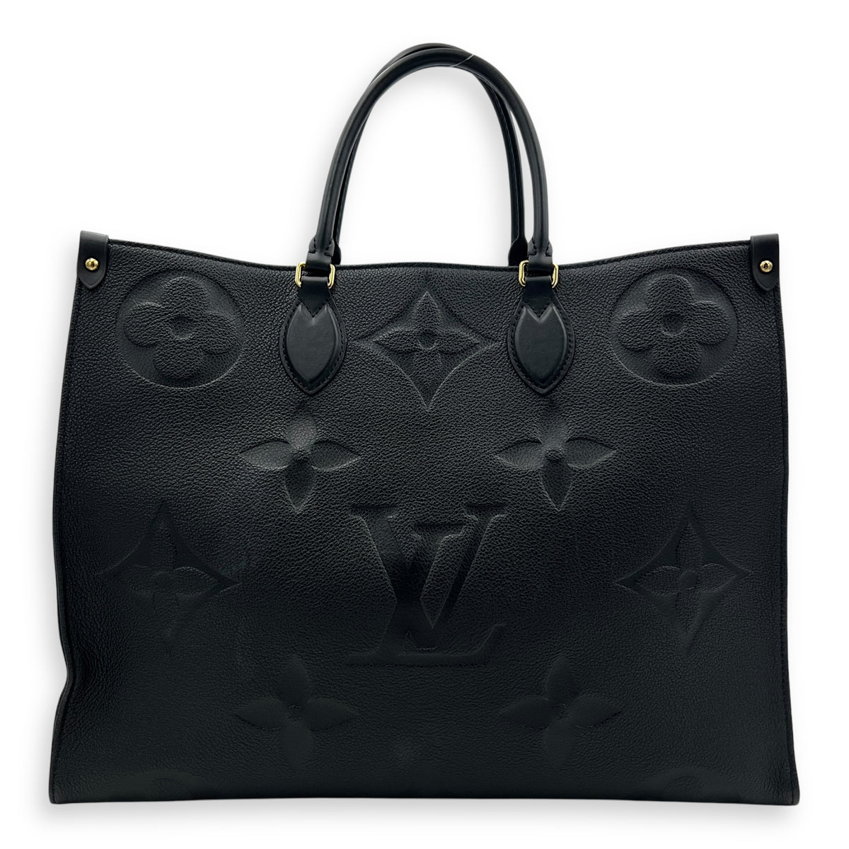 OnTheGo Black Tote Bag in Empreinte Leather, Gold hardware
