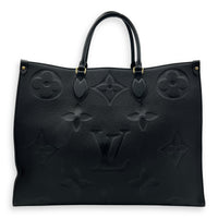 OnTheGo Black Tote Bag in Empreinte Leather, Gold hardware