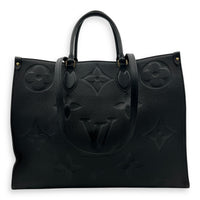 OnTheGo Black Tote Bag in Empreinte Leather, Gold hardware