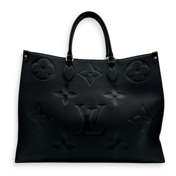 OnTheGo Black Tote Bag in Empreinte Leather, Gold hardware