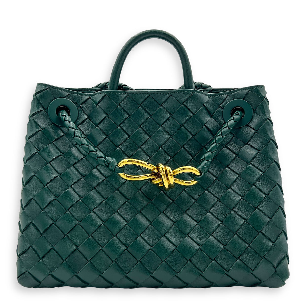 Andiamo Small Green Shoulder Bag in Lambskin, Gold hardware