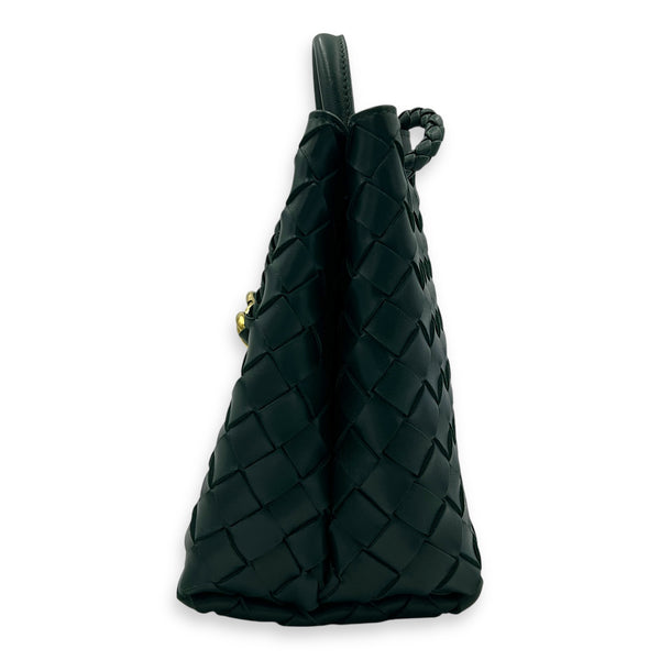 Andiamo Small Green Shoulder Bag in Lambskin, Gold hardware
