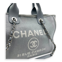 Deauville Blue Tote Bag in Canvas, Silver hardware