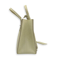 Papier Top Handle Bag Green in Python Leather, Silver hardware