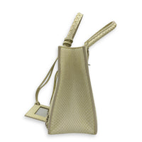 Papier Top Handle Bag Green in Python Leather, Silver hardware
