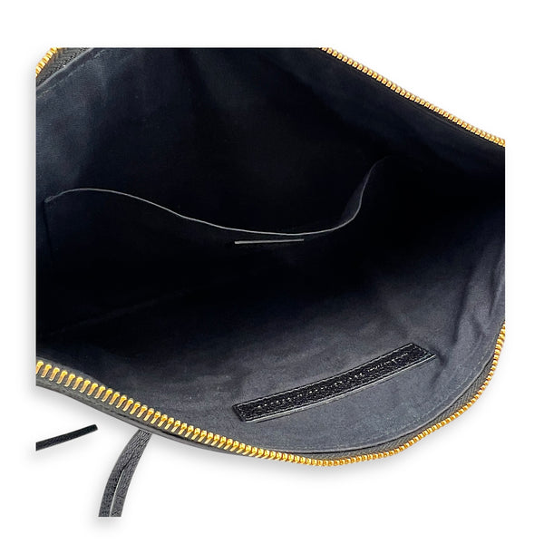 City Pouch Black in Goat Leather, Gold hardware