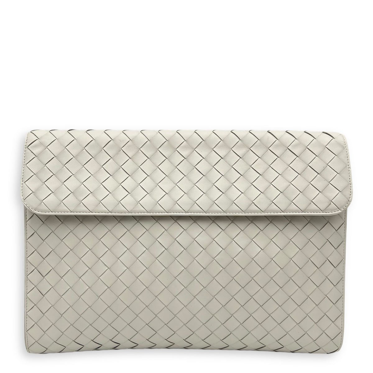 Intrecciato Clutch Silver in Lambskin, Silver hardware