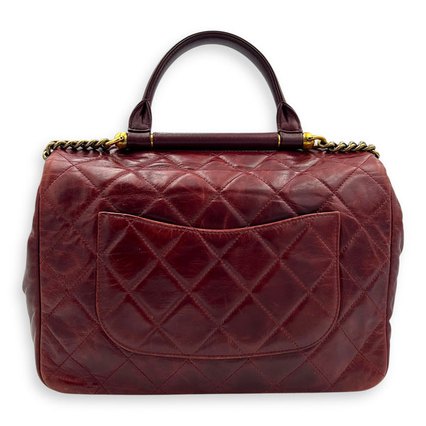 CC Top Handle Bag Red in Calfskin, Gold hardware
