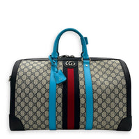 Safoy Blue Duffle Bag in Coated Canvas, Silver hardware