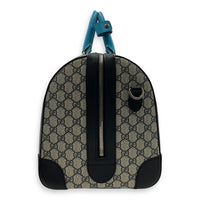 Safoy Blue Duffle Bag in Coated Canvas, Silver hardware