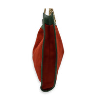 Rajah Tote Bag Orange in Suede Leather, Gold hardware