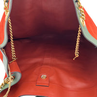 Rajah Tote Bag Orange in Suede Leather, Gold hardware