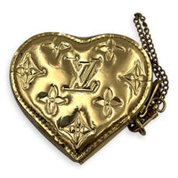 Miroir Heart Coin Pouch Charm Gold in Patent Leather, Gold hardware