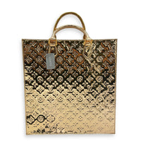 Miroir Sac Plat Top Handle Bag Gold in Patent Leather, Gold hardware